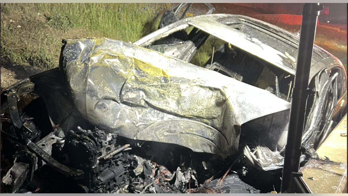 Aftermath of a burning car.