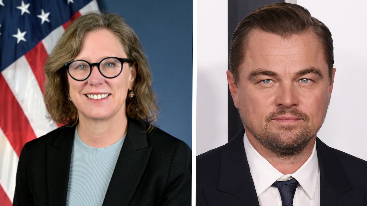 NHTSA acting Administrator Ann Carlson and Leonardo DiCaprio are pictured.