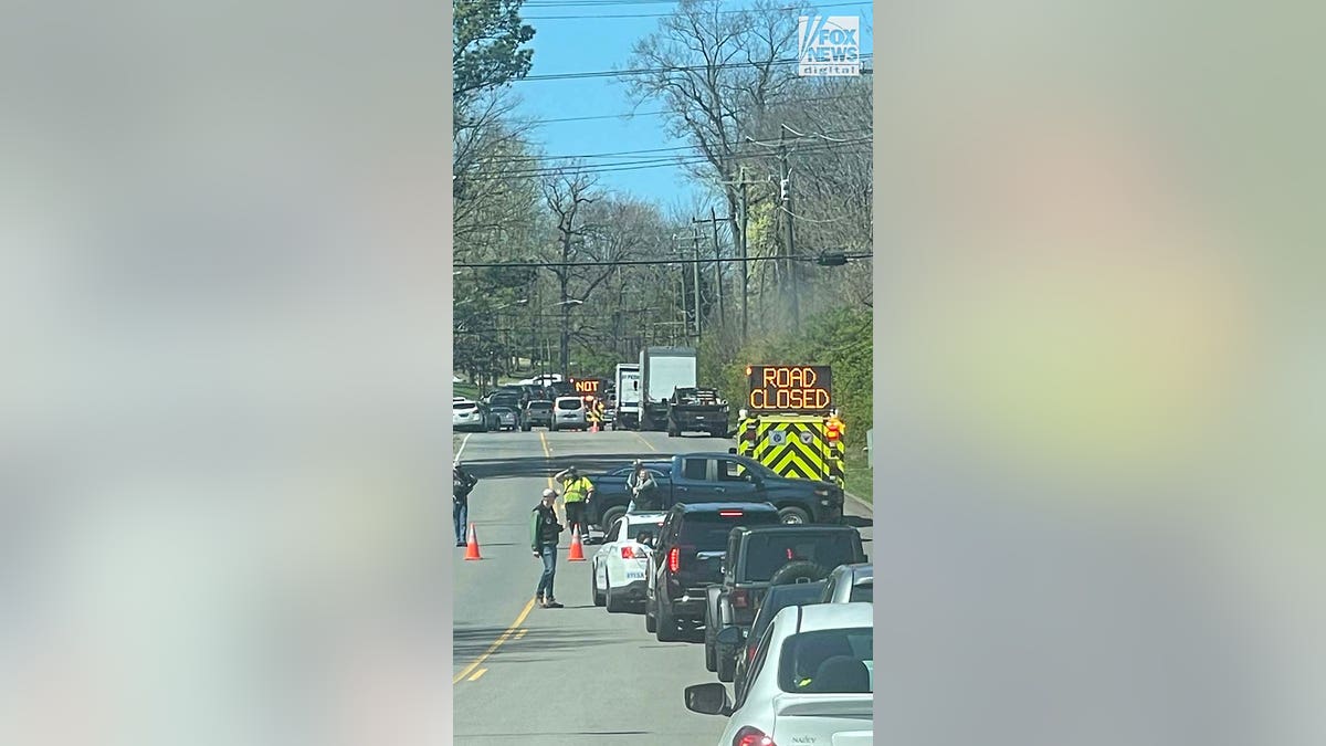 Police cordon off an area after reports of a shooting at The Covenant School.