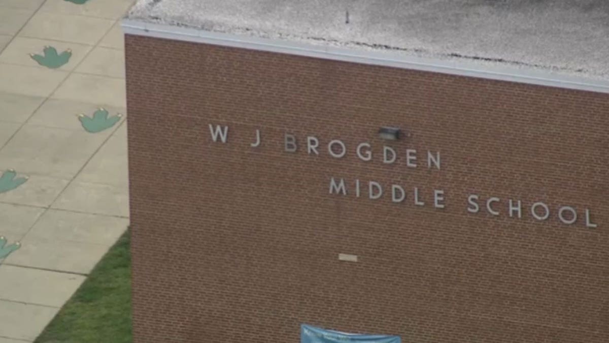 School sign of Brogden Middle School.