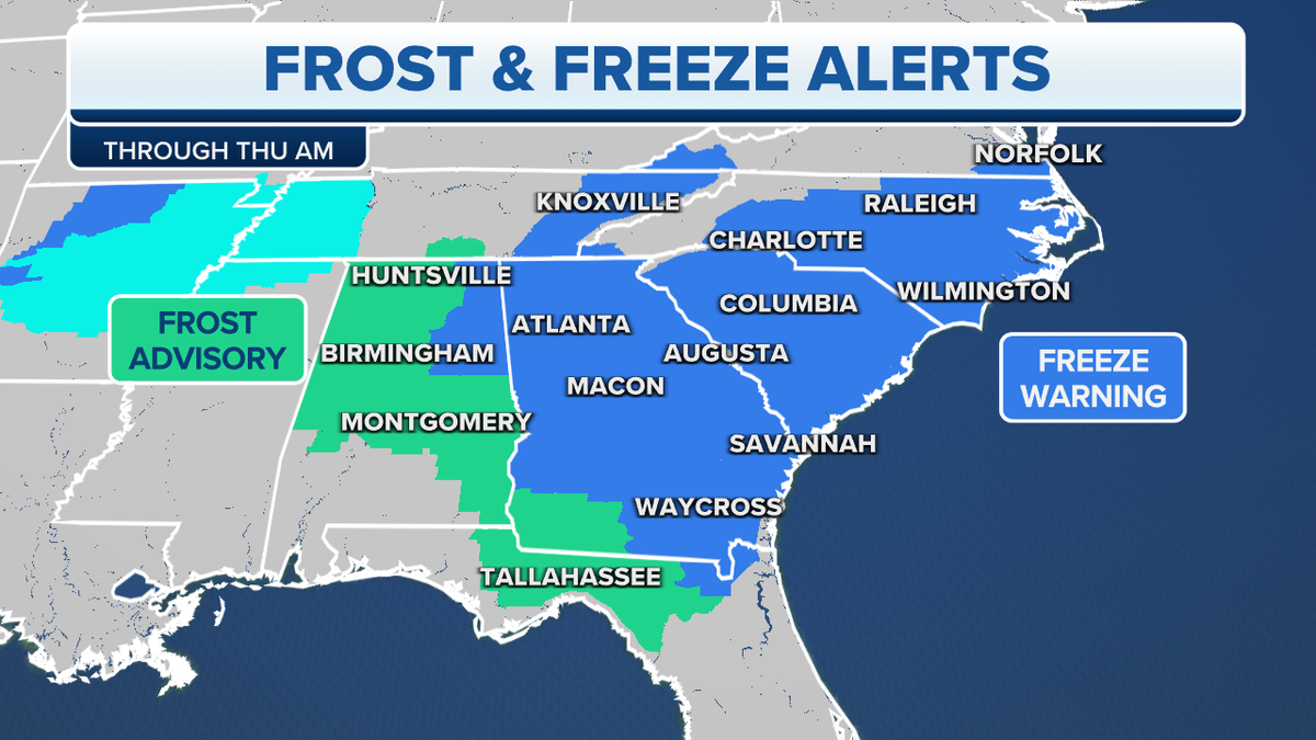 Eastern frost and freeze alerts