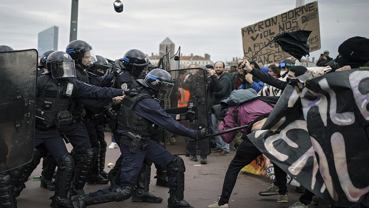 French police clash with pension reform protesters in Lyon