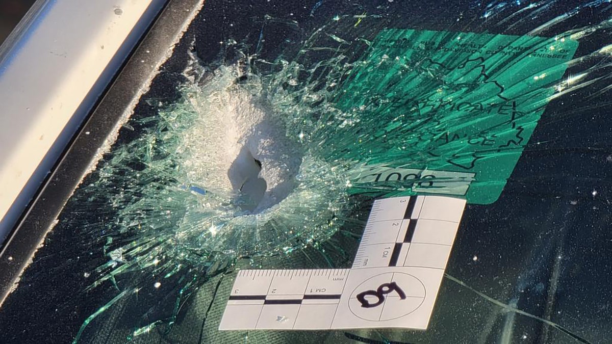 A bullet in the windshield