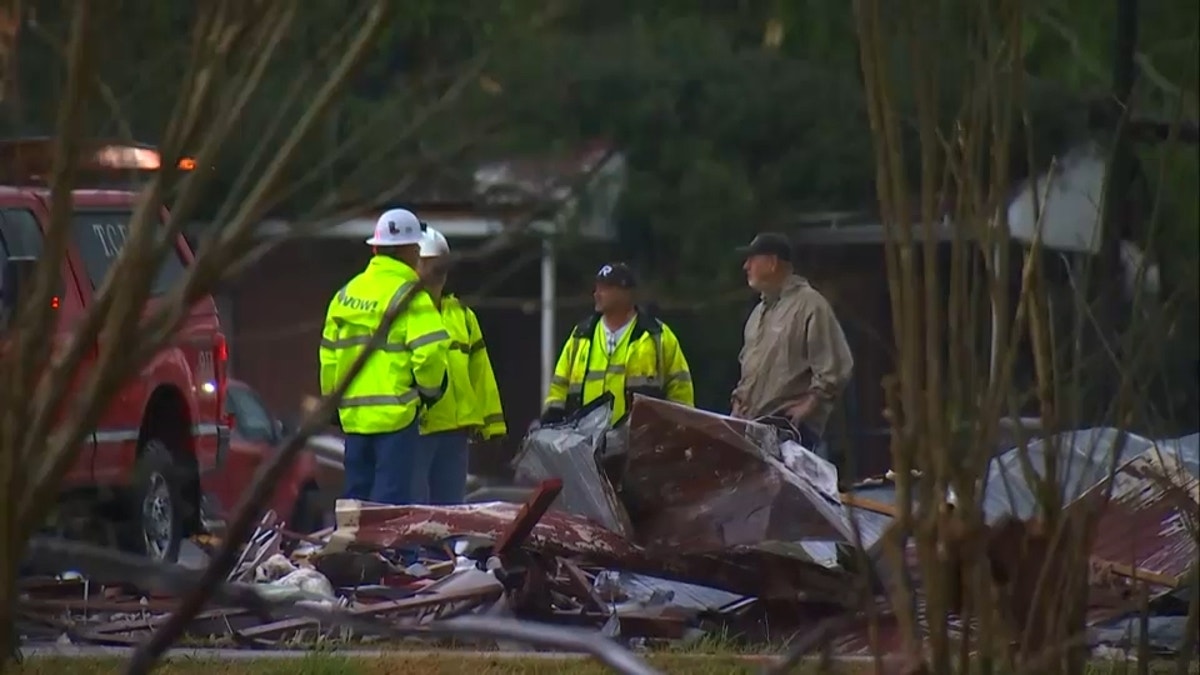 Troup County, Georgia, crews look at tornado damage
