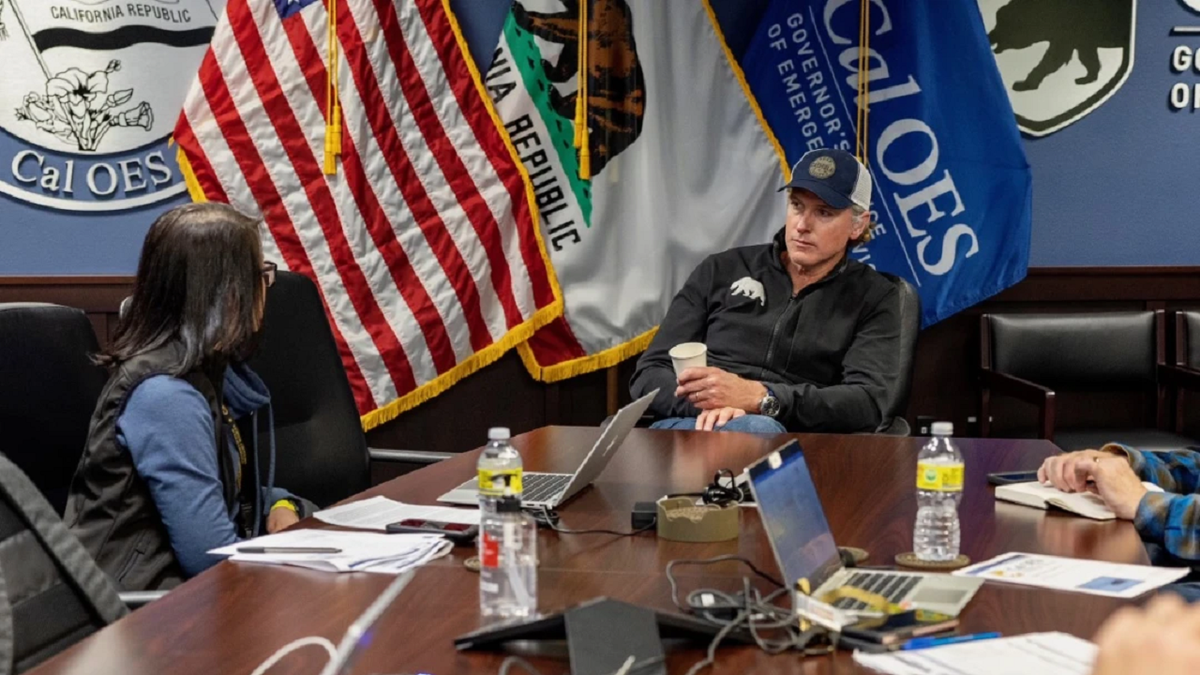 California Gov. Gavin Newsom receives winter storm briefing