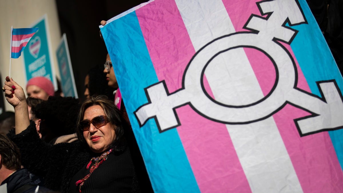 Transgender activist with flag