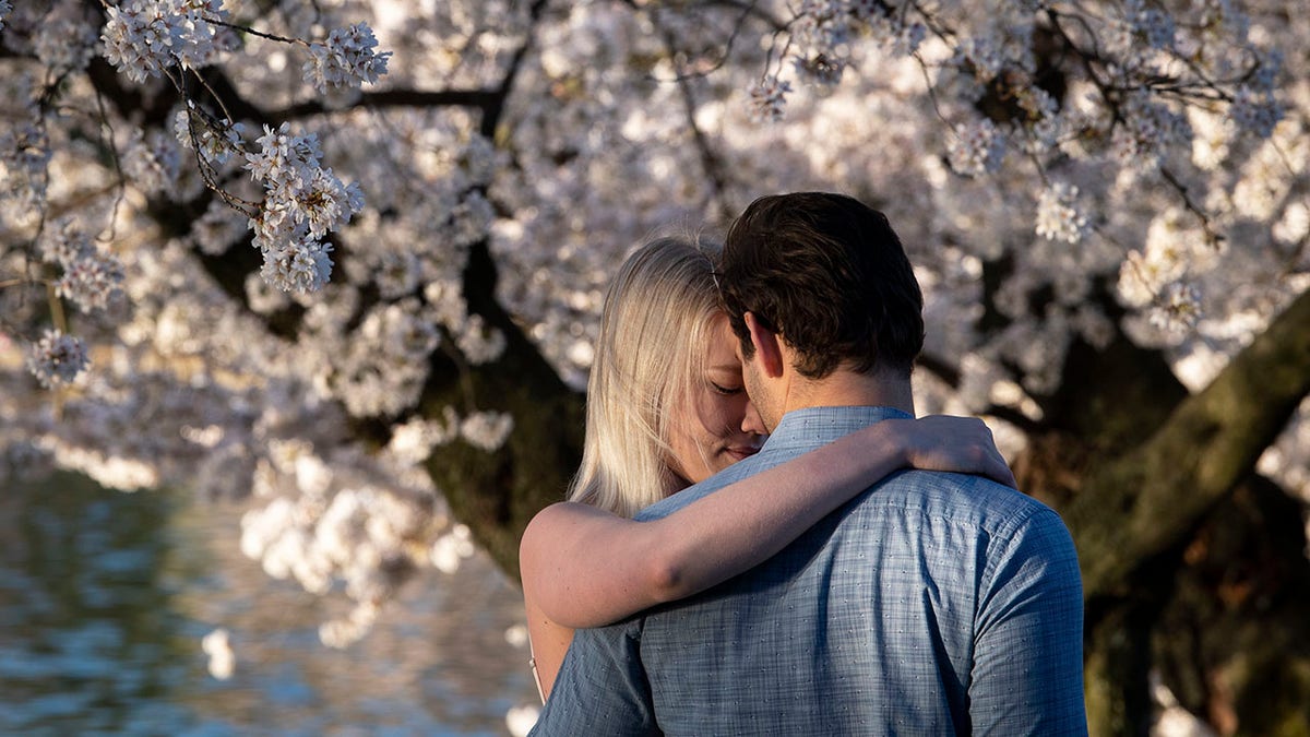 Couple with cherry blossoms
