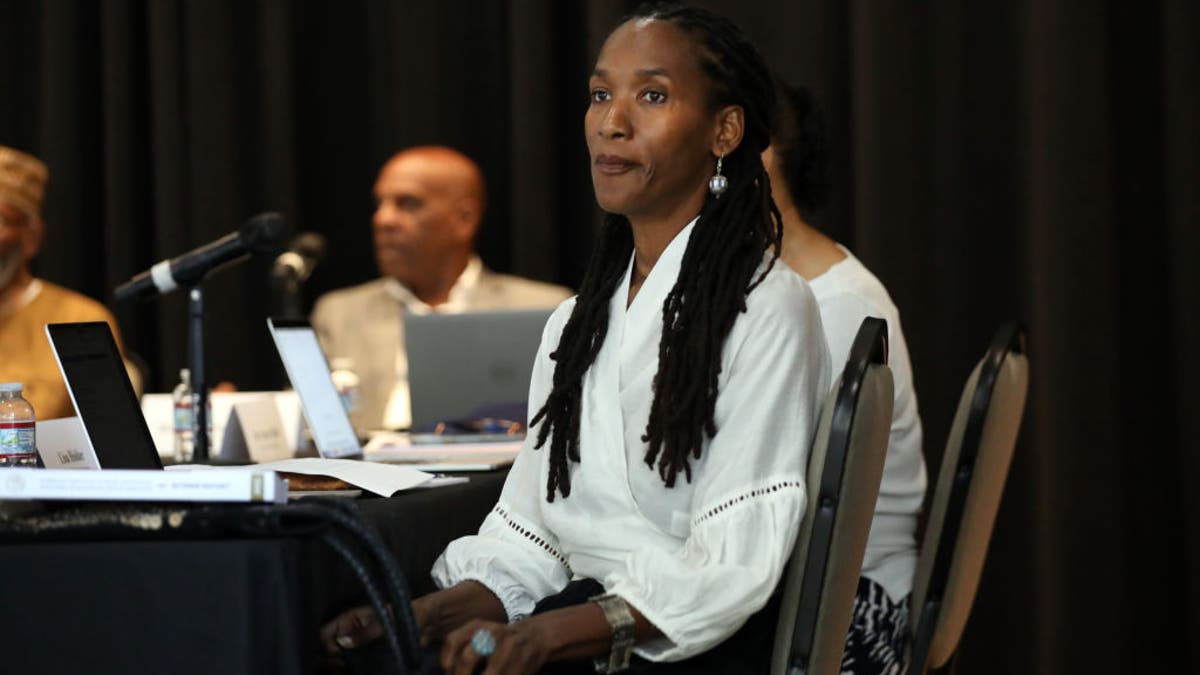 Lisa Holder, a member of the California Reparations Task Force, at the California Science Center in Los Angeles on Sept. 22, 2022.