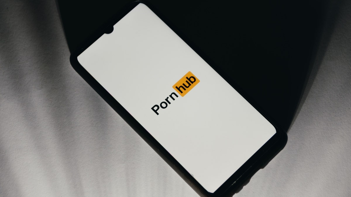 Pornhub logo on a smartphone