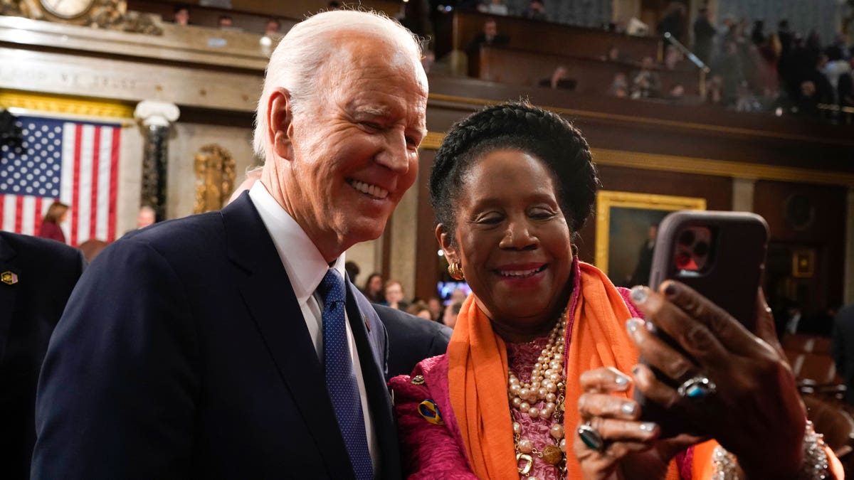 President Joe Biden and Democratic Texas Rep. Sheila Jackson Lee