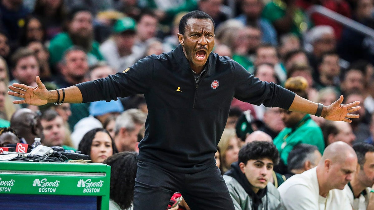 Dwane Casey coaches against the Celtics