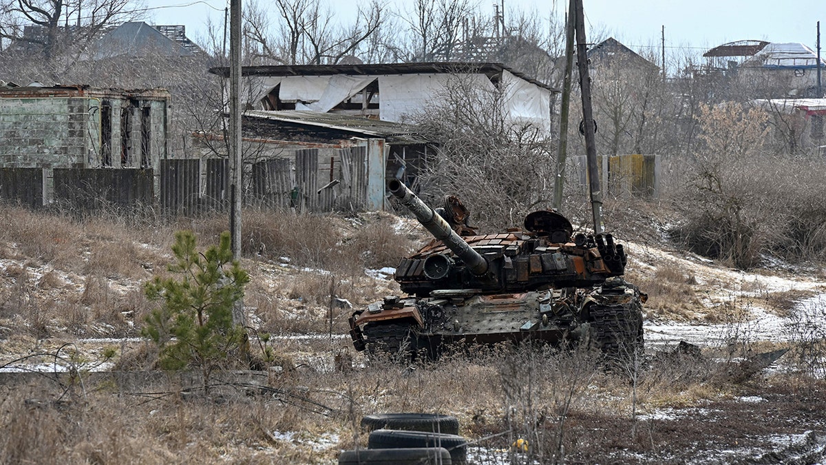 A destroyed tank