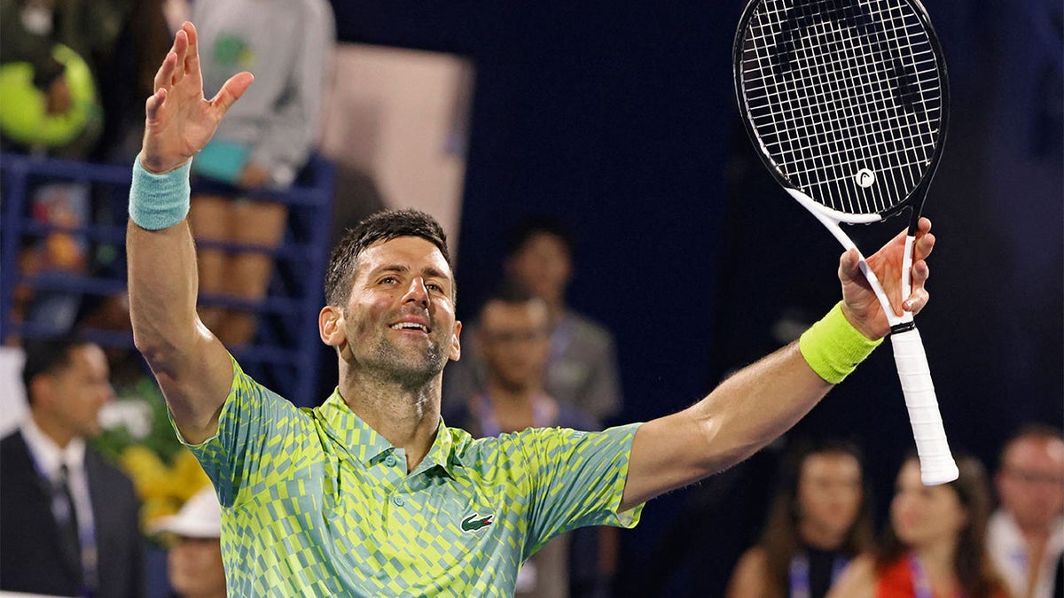 Novak Djokovic competes in Dubai