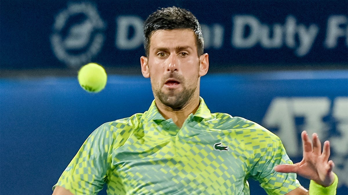 Novak Djokovic competes in Dubai