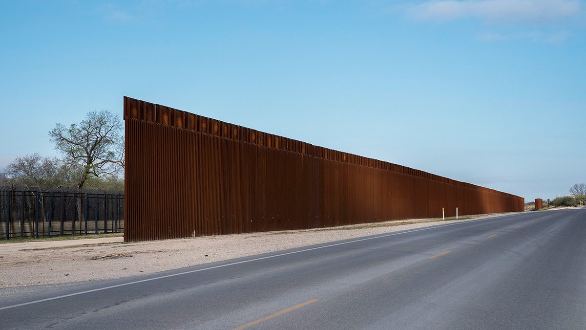 Segments of the new border wall are seen in front of the older border wall in Del Rio, Texas on March 5, 2023. (Photo by VERONICA G. CARDENAS / AFP) (Photo by VERONICA G. CARDENAS/AFP via Getty Images)