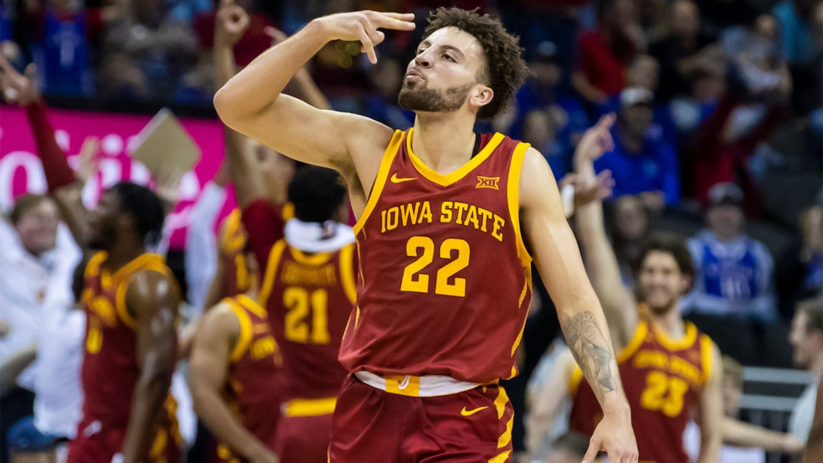 Gabe Kalscheur reacts after hitting a three