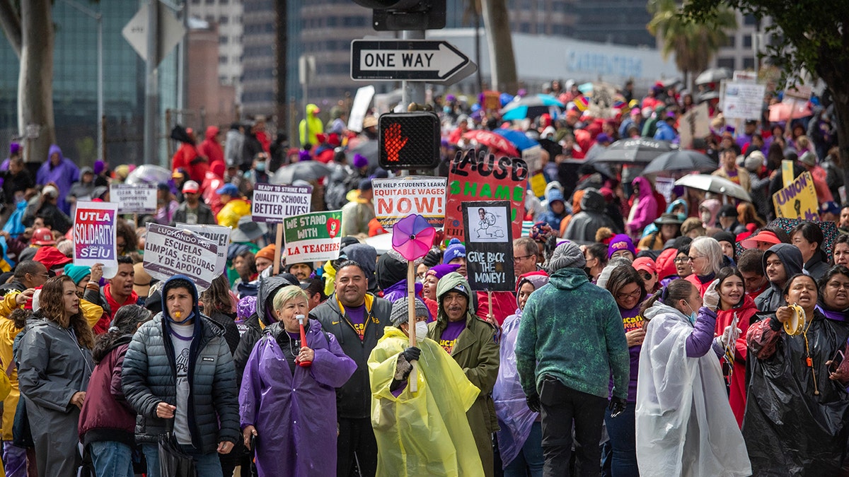 A large crowd walking