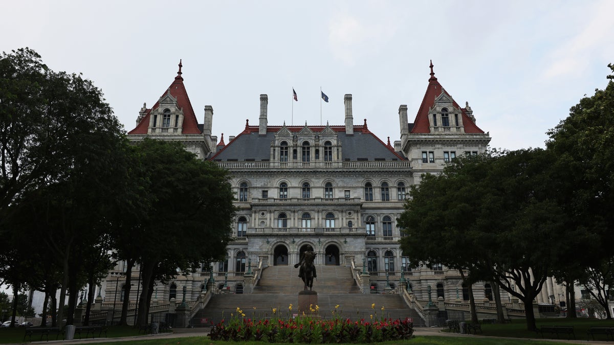 ALBANY, NEW YORK - AUGUST 11: The New York State Capitol is seen on August 11, 2021 in Albany, New York. Lt. Gov. and incoming NY Gov. Kathy Hochul gave her first press conference after Gov. Andrew Cuomo announced that he will be resigning following the release of a report by the New York State Attorney General Letitia James, that concluded that Cuomo sexually harassed nearly a dozen women. Hochul will be New York's first woman governor. (Photo by Michael M. Santiago/Getty Images)