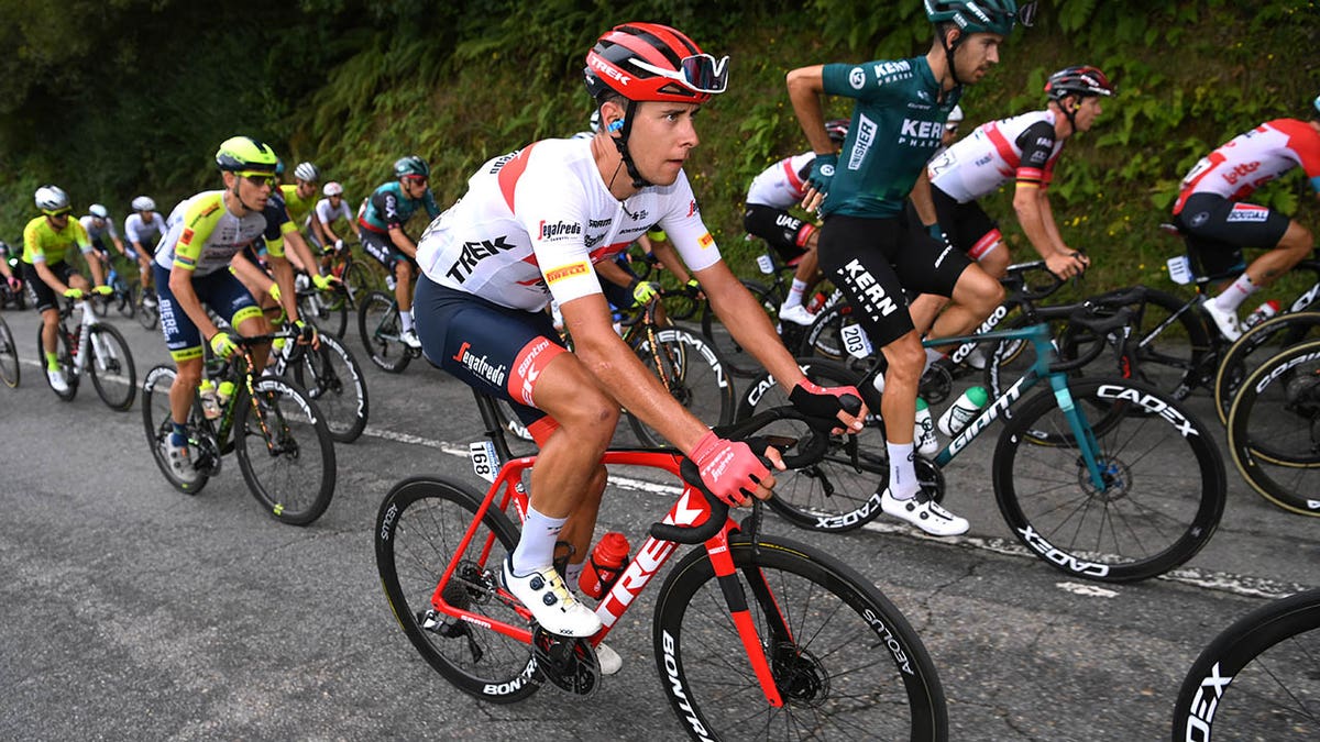 Antonio Tiberi competes in the Tour of Spain 2022