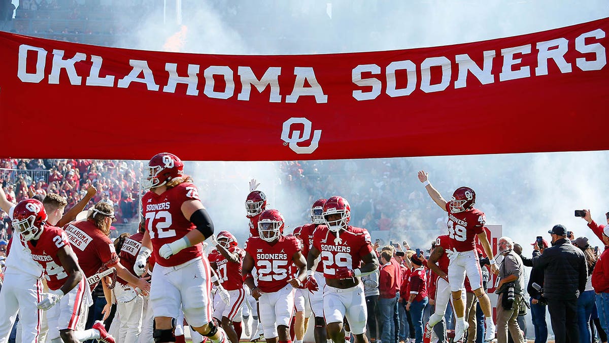 The Oklahoma Sooners take the field