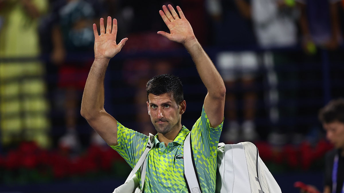 Novak Djokovic acknowledging the crowd