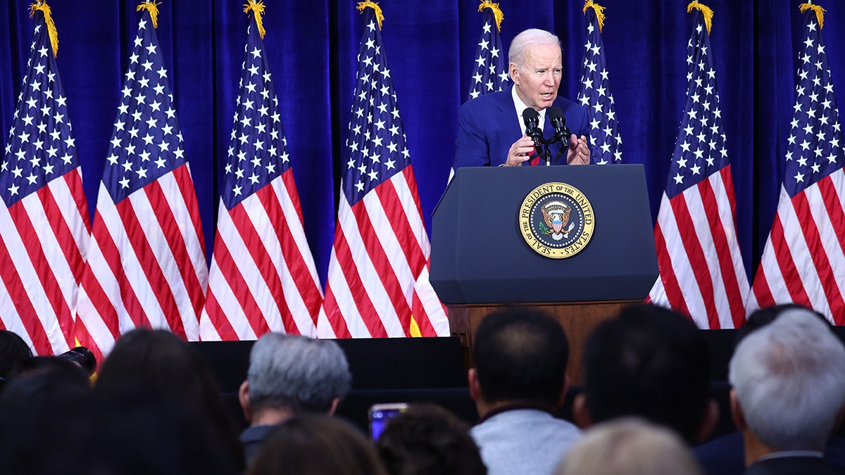 President Biden speaking from podium