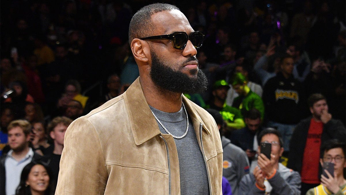 LeBron James watches the Lakers play the Suns