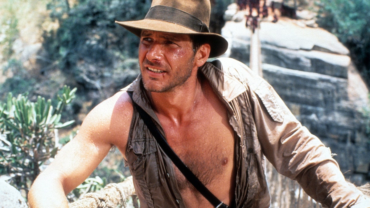 Harrison Ford in a scene from the film 'Indiana Jones And The Temple Of Doom' in 1984.