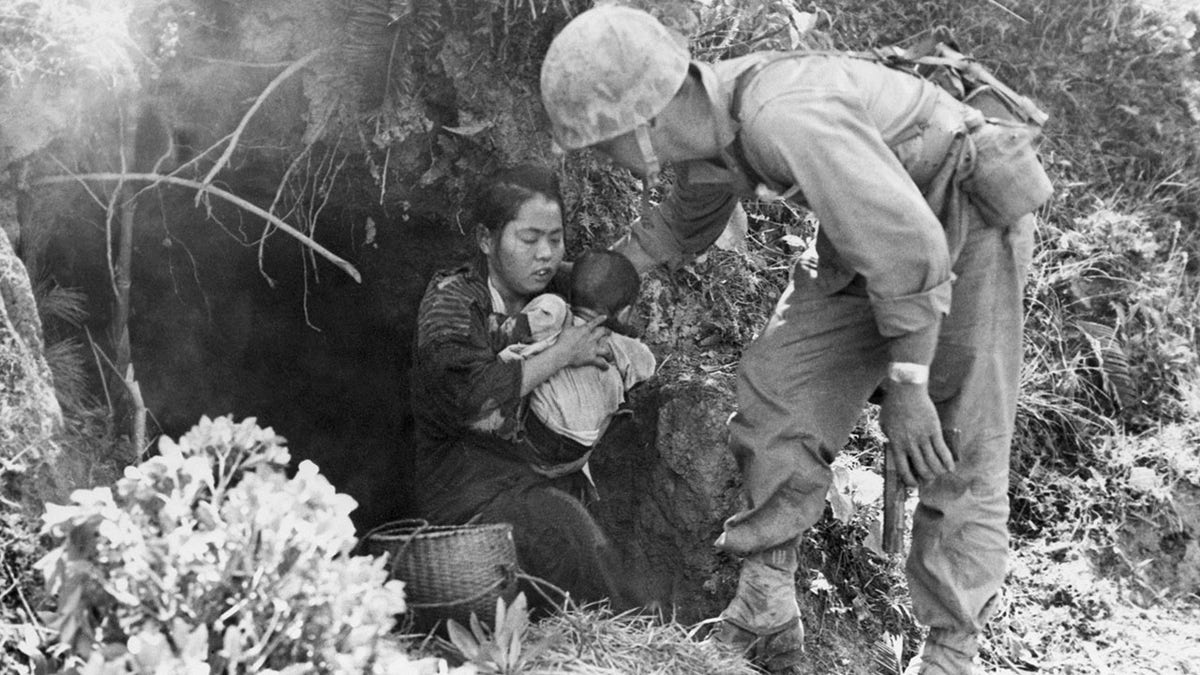 US Marine and civilians on Okinawa