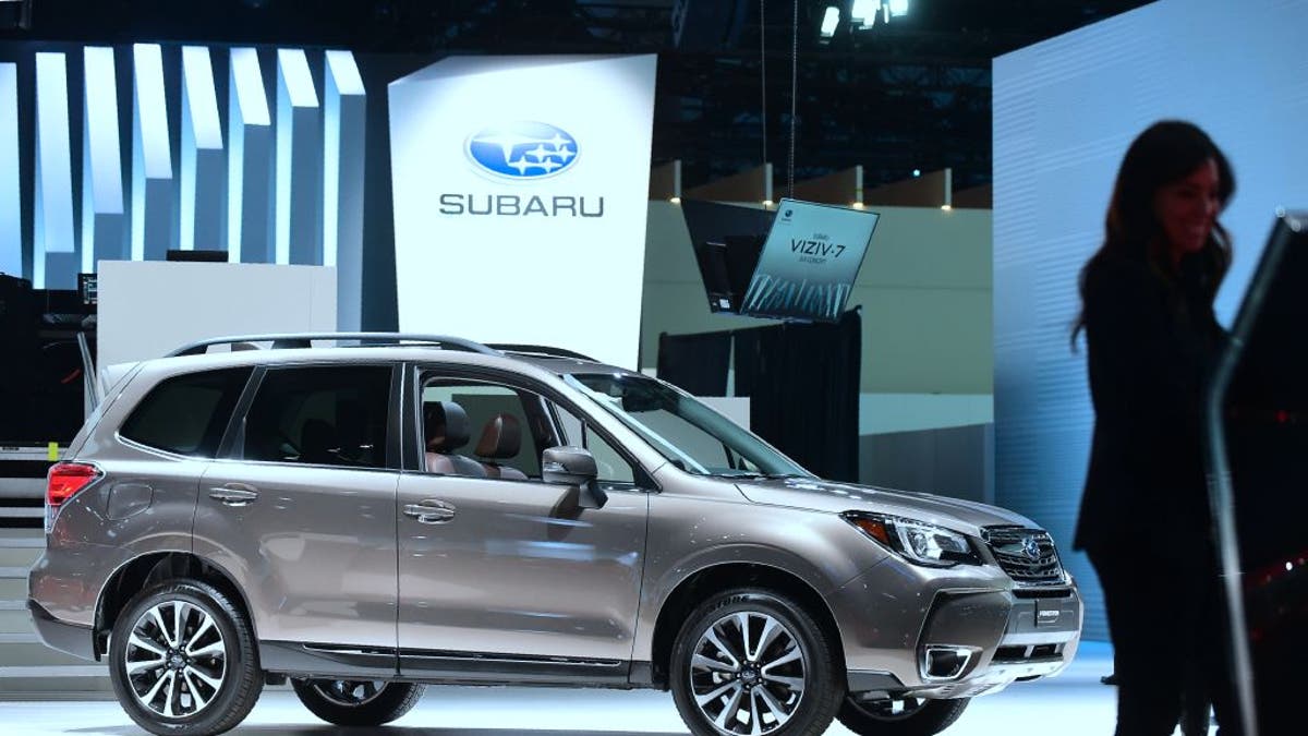 silver Subaru Forester on display