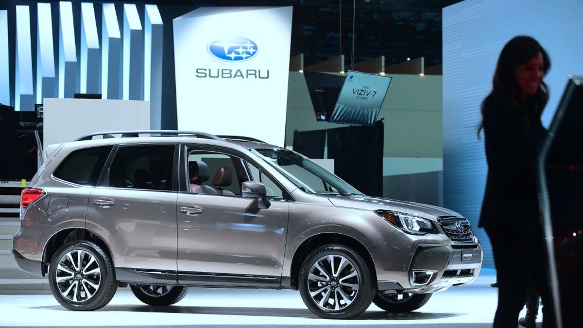 silver Subaru Forester on display