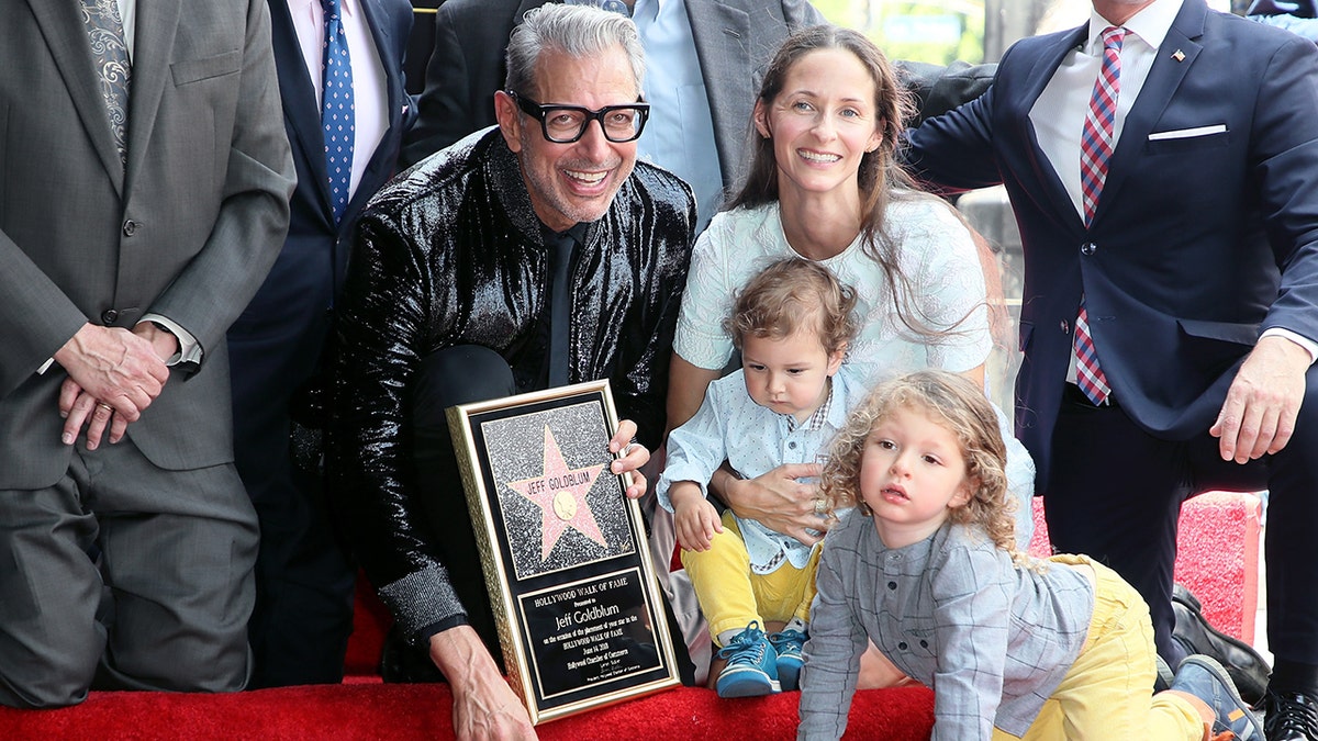 Jeff Goldblum and wife Emilie Livingston with their children on the Hollywood Walk of Fame when the actor got his star