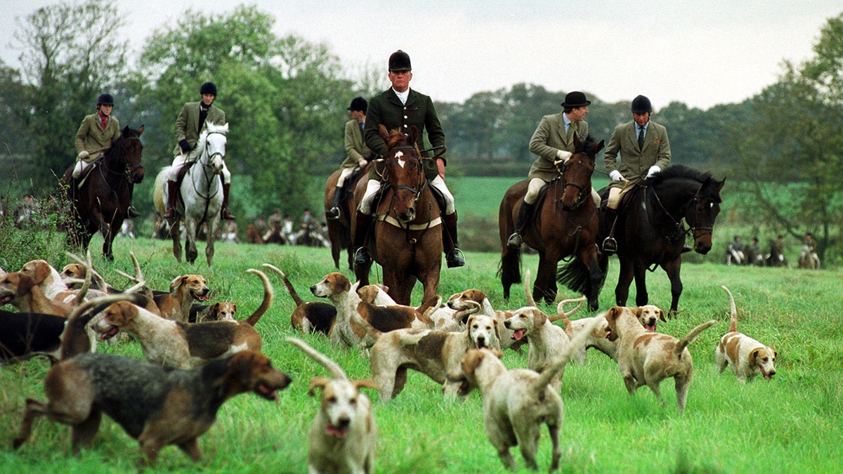 The Prince of Wales and his son Prince William hunting