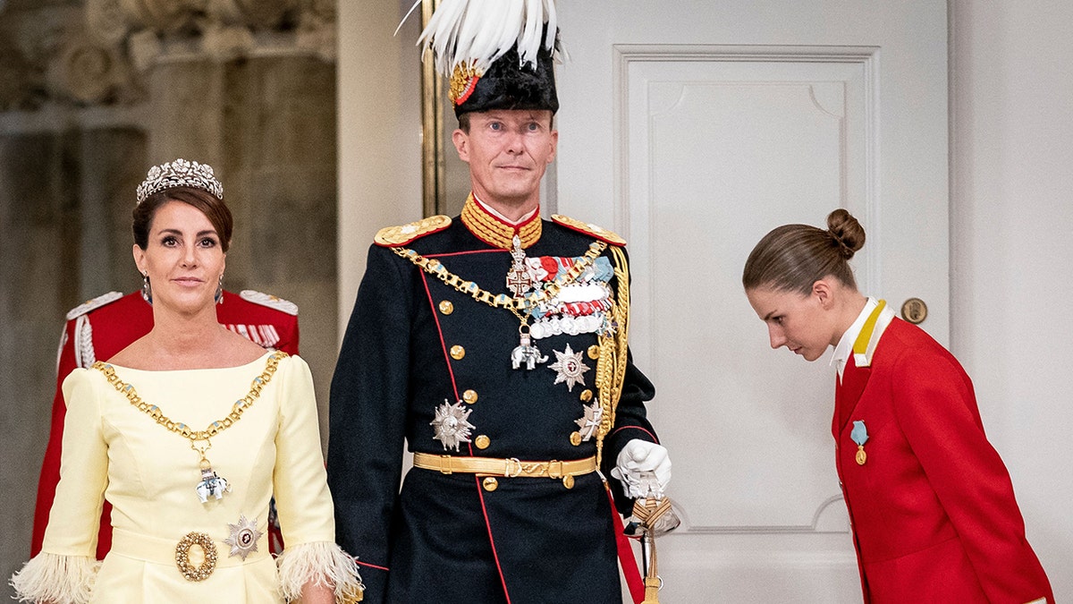 Prince Joachim and Princess Marie of Denmark arrive at the gala banquet at Christiansborg Palace