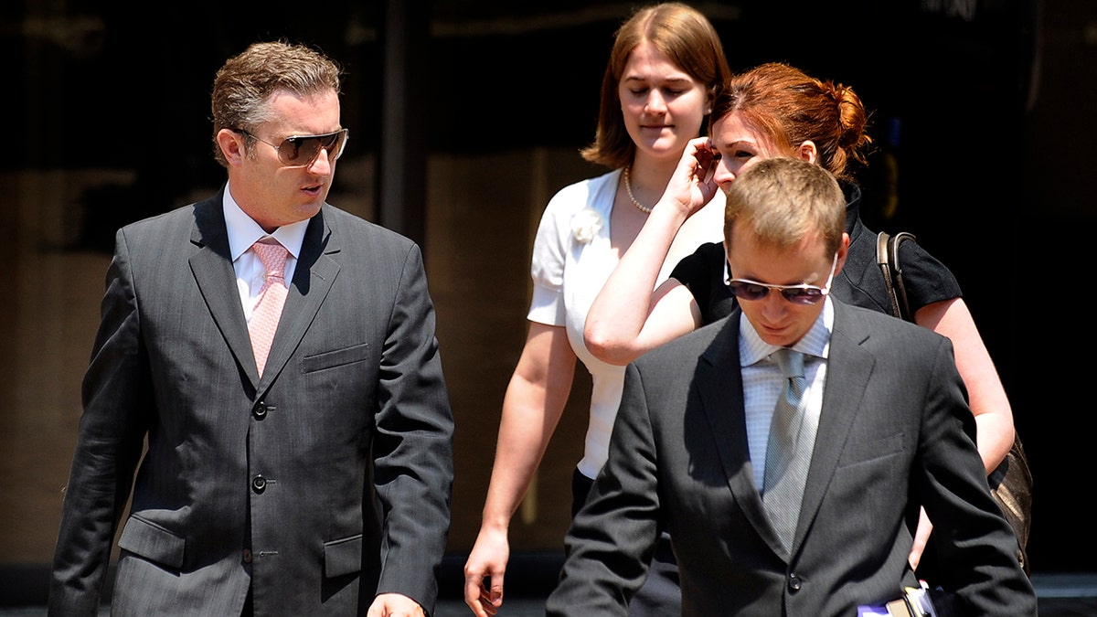 Joseph Price and Dylan Ward leaving the courthouse