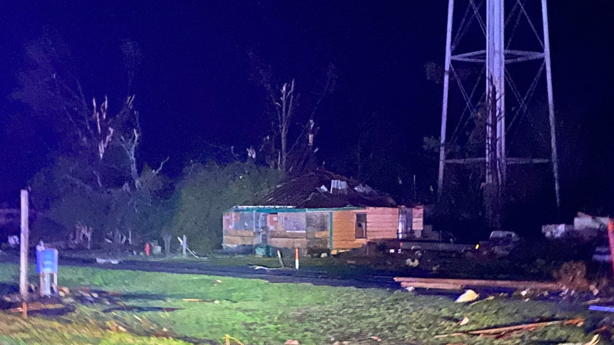 Destruction from a tornado in Silver City, Mississippi.