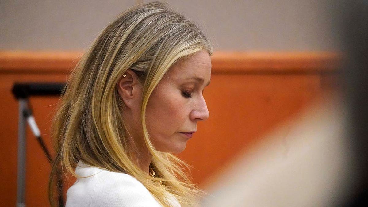 Gwyneth Paltrow looking down in court