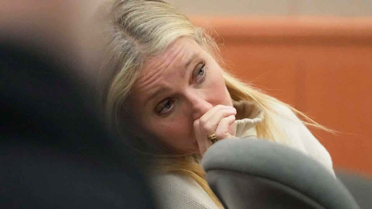 Gwyneth Paltrow looks on as she sits in the courtroom