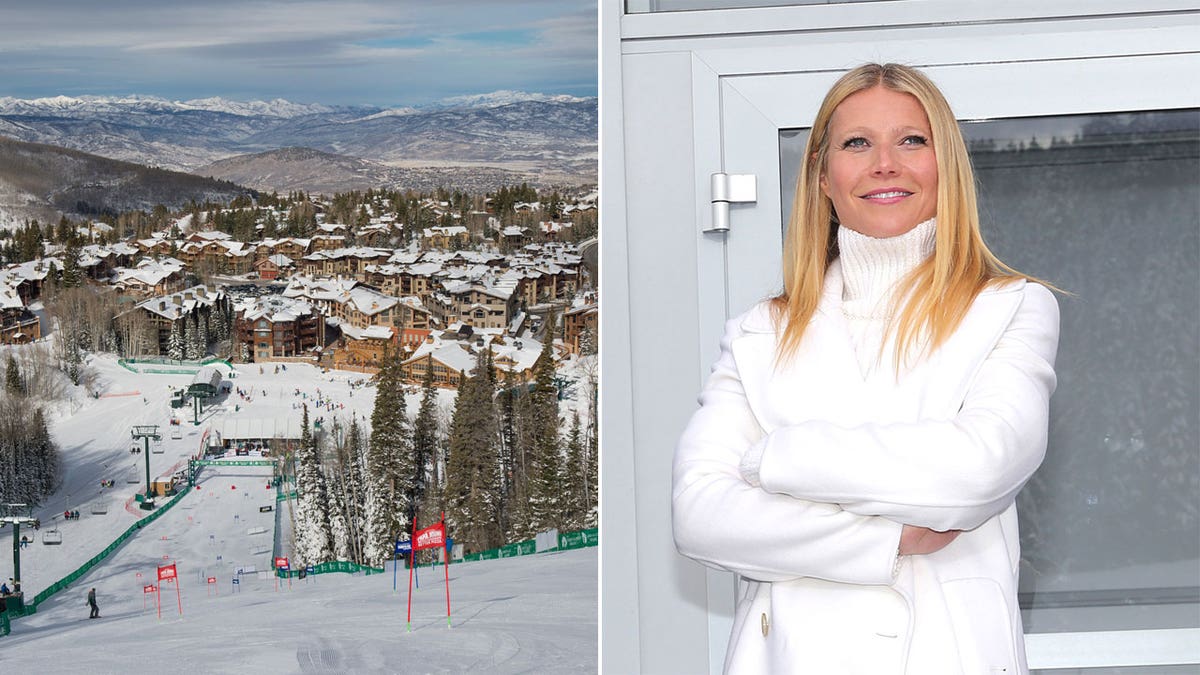 Gwyneth Paltrow side by side with a view of Deer Valley Resort