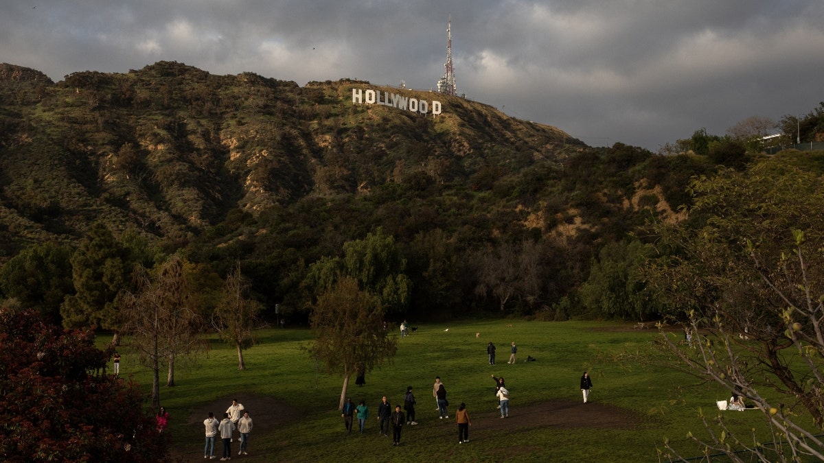The Hollywood sign past Lake Hollywood Park