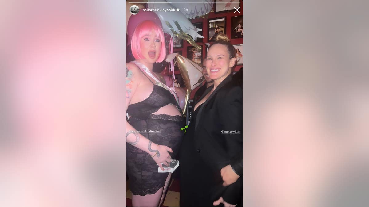 Ireland Baldwin and Rumer Willis at her baby shower