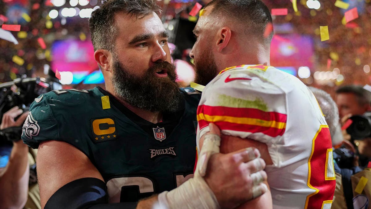 Jason Kelce talks to his brother