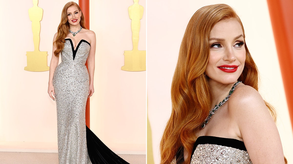 Jessica Chastain wears sparkling Gucci on the red carpet.