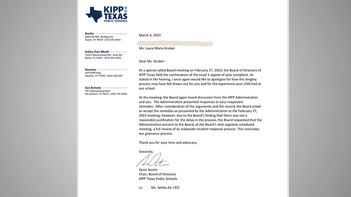 KIPP Texas board apology Texas mom