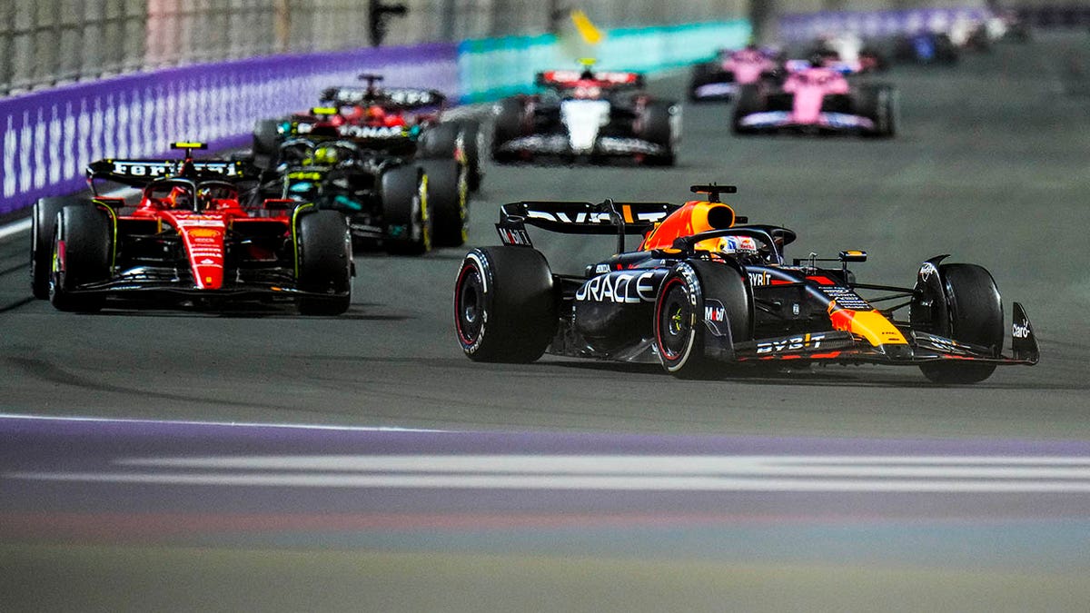 Max Verstappen races in Saudi Arabia