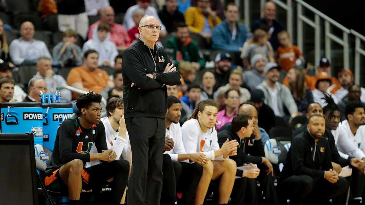 Miami Hurricane head coach Jim Larranaga watches his team