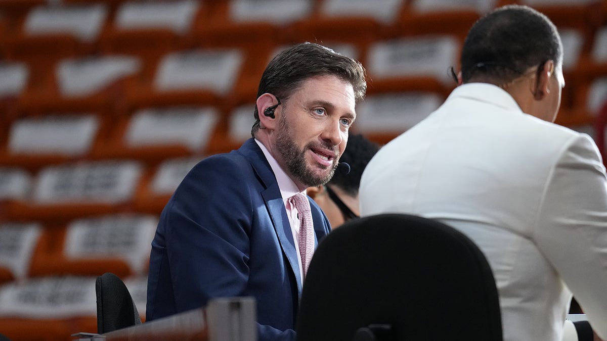 Mike Greenberg seen before the 2022 NBA Playoffs Eastern Conference Finals
