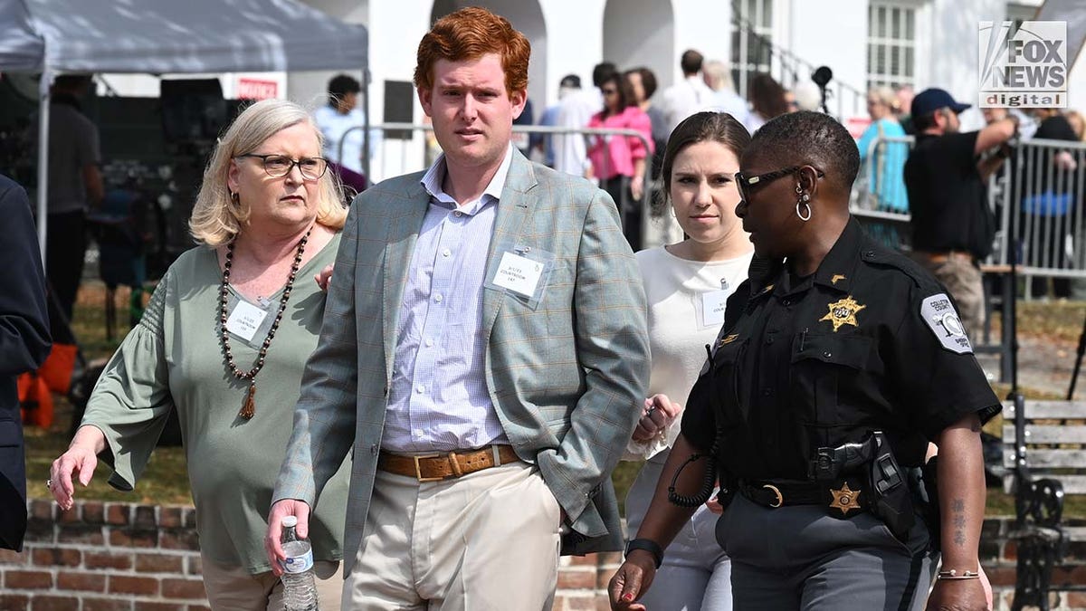 Lynn Murdaugh, Buster Murdaugh and Brooklynn White leave the courthouse for a lunch break.