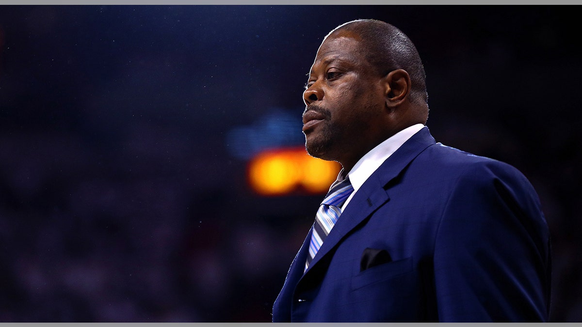 Patrick Ewing stares on court