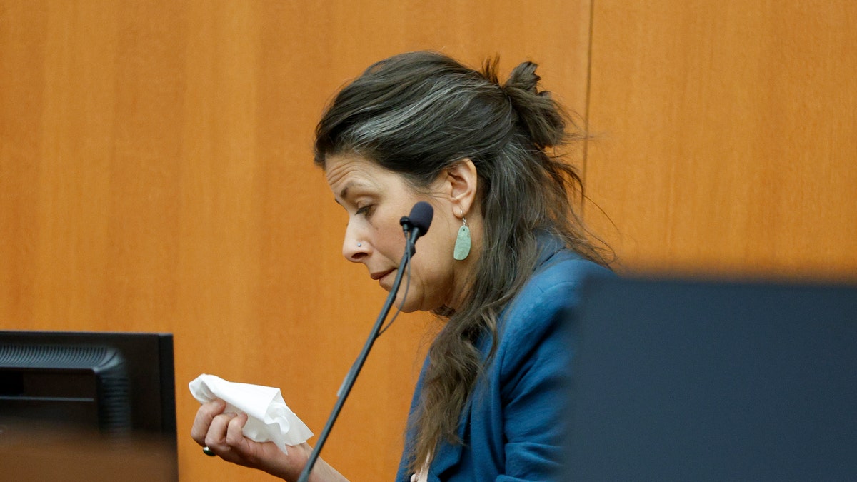 Terry Sanderson's daughter holds a tissue while testifying in Gwyneth Paltrow ski collision trial